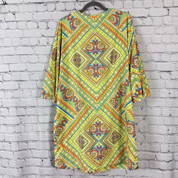 Coolibar Oceanside Tunic Dress Women XL UPF50+ Sun Protection Yellow Geo Paisley - Picture 9 of 12